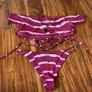Frankies Bikinis Unique Off Shoulder Tie Dye